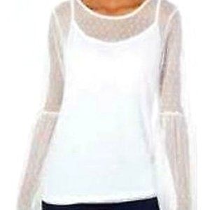 ULTRA Flirt by Ikeddi Juniors Mesh Bell-Sleeve Top, Size M/White